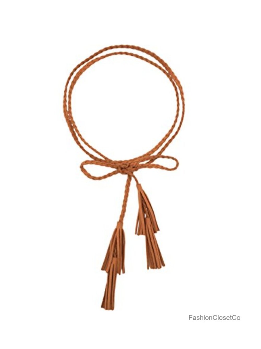 PU Leather Braided Belt with Tassel Fringe Wrap Waist Tie for Dress Pants